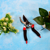 Red 21cm garden pruning shears with ergonomic handle