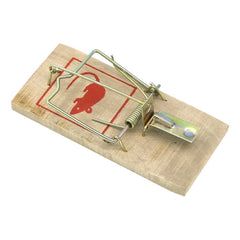 Old-school wooden snap mouse trap ready to catch