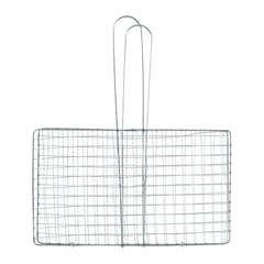 Grill basket flipped during barbecuing outdoors