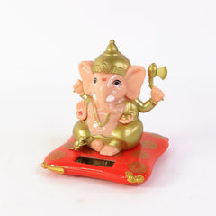 Lord Ganesh Idol with glowing solar-powered red base
