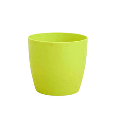 Multiple colored round plastic flower pots for plants
