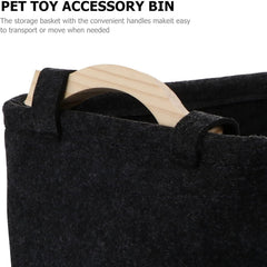 Organized Pet Toys inside Storage Basket