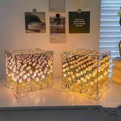 Decorative tulip LED night lamp glowing in dark