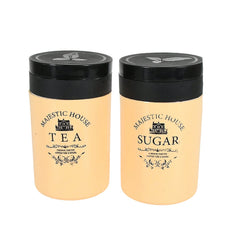 Multi-purpose storage container set for sugar, tea, coffee labelled