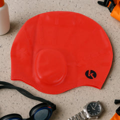 Konex swimming cap showing flexible silicone material