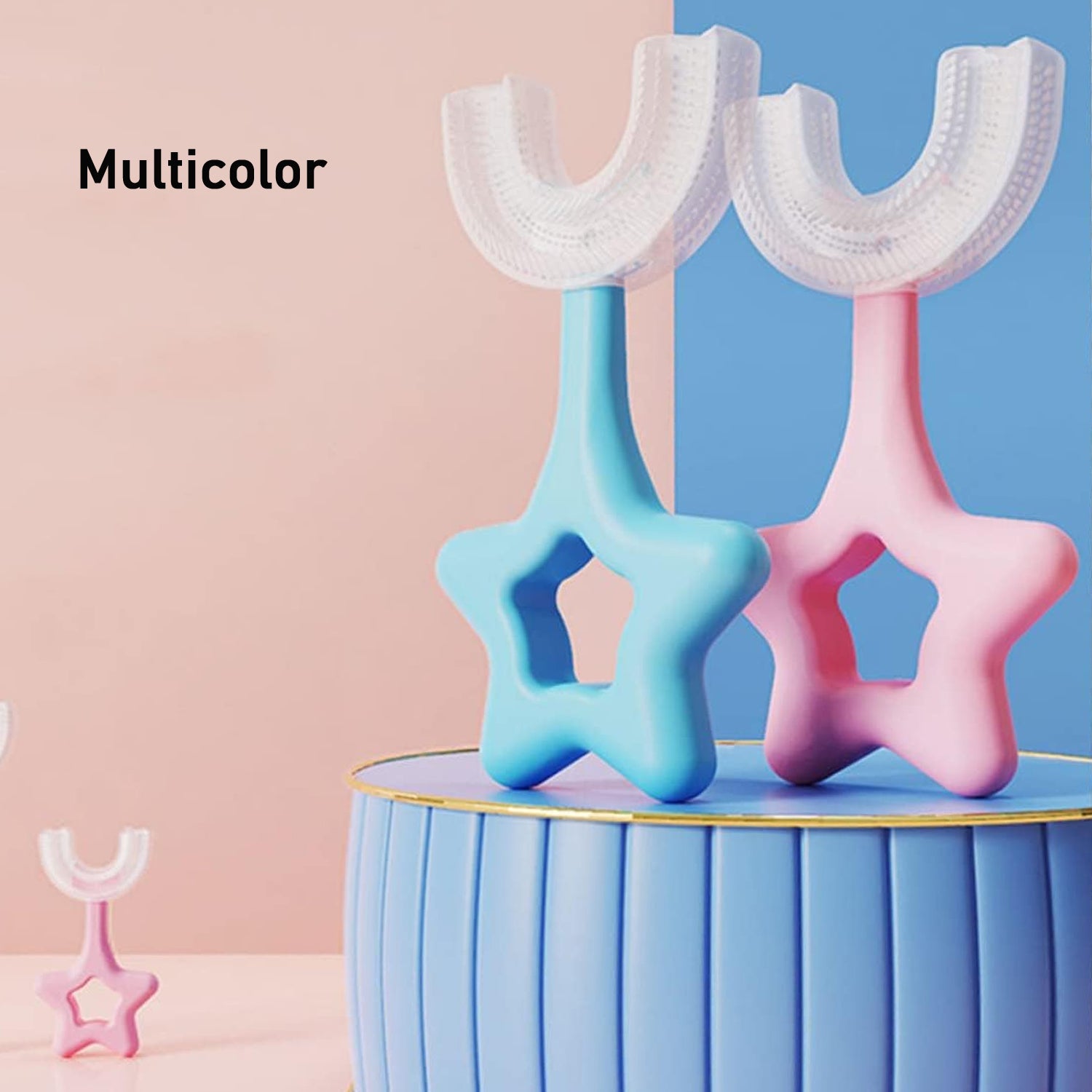 Star U-Shape Silicone Manual Toothbrush for Kids in Blue