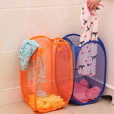 Foldable laundry basket with handles
