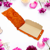 A stack of vibrant, purse-shaped wedding money envelopes.