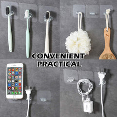 Transparent hook holding kitchen utensil