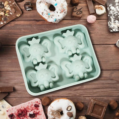 Silicone Cartoon Shape 4 Grid Ice Cube Tray for Fridge 1 Pc