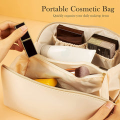 Velvet sand color zippered vanity organizer pouch