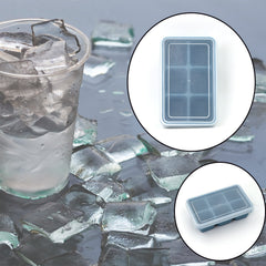 Close-up of blue 6-grid silicone ice tray