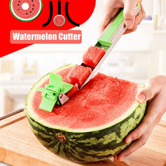 Top view of watermelon cubes from slicer