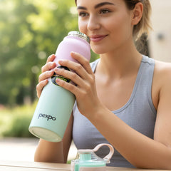 Fitness water bottle in use