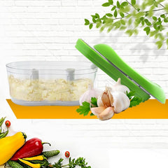 Green lid hand push garlic and vegetable chopper