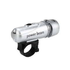 Path LED bicycle headlight glowing in dark
