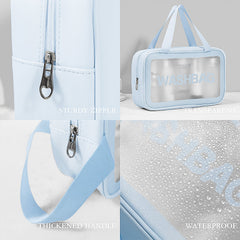 Clear PVC Travel Pouch Set showing material detail