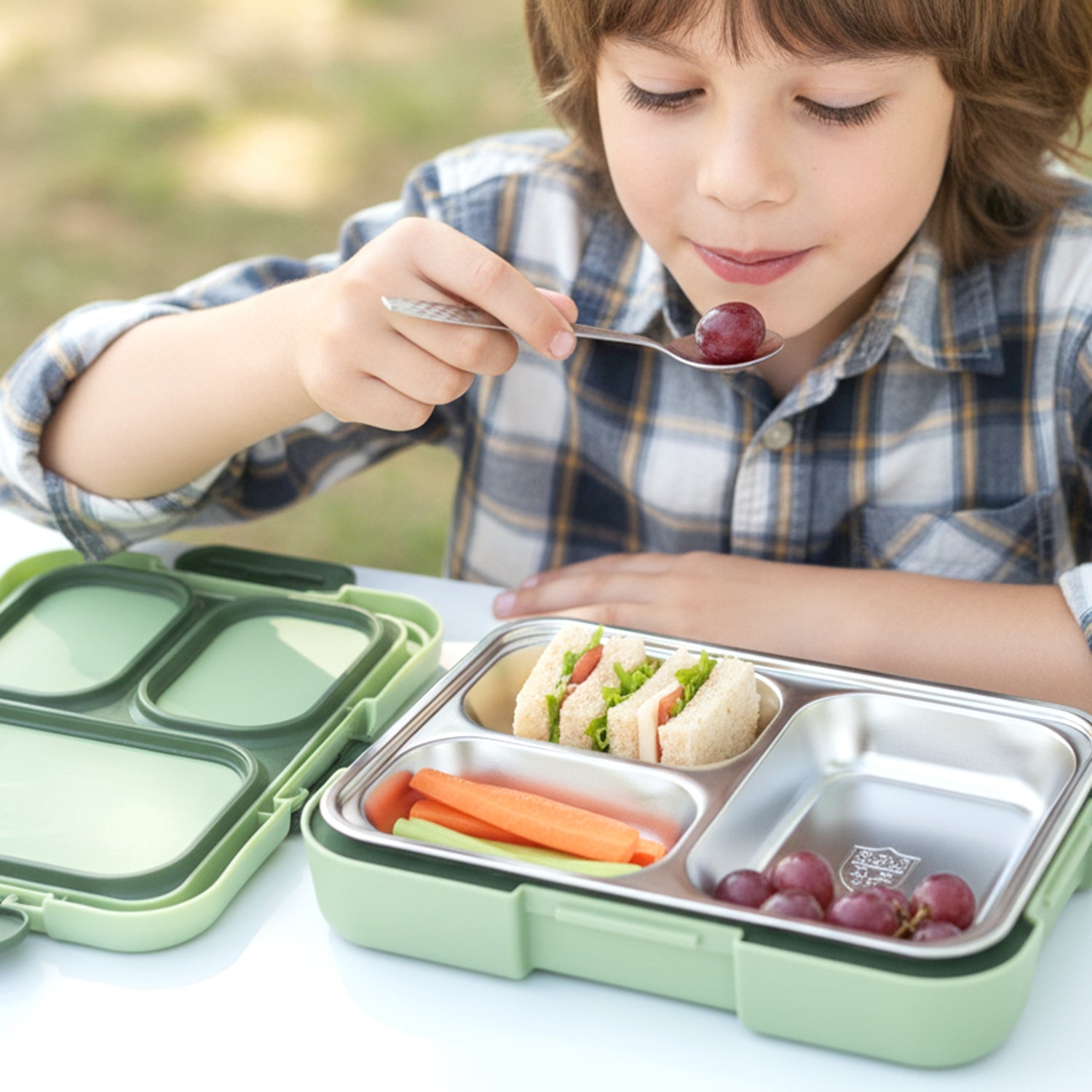 Fresca stainless steel 3 compartment lunch box