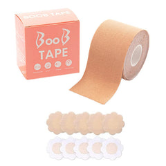 Applying boob tape on skin for lift