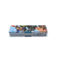 Compact double-sided pencil box with calculator