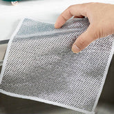 Double-sided microfiber cloth with stainless steel scrubber