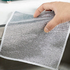 Double-sided microfiber cloth with stainless steel scrubber
