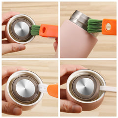 Cleaning brush used on bottle lid and cap