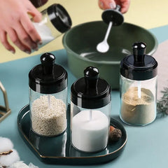 Transparent glass container for spices and seasonings