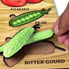 TOP BRIGHT wooden vegetable learning puzzle with pieces separated