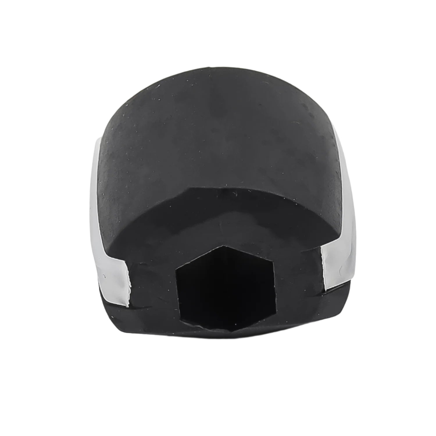 Black mouth exerciser tool on white background