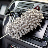 Microfiber duster with extendable pole for fan cleaning