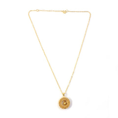 Traditional Gold-Tone Round Jhumka Pendant Chain Necklace (1 Pc)