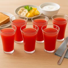 Set of 6 transparent 300ml plastic juicy glasses