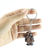 Radha Krishna keychain showing love symbol design