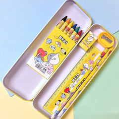 Kids' 12-piece stationery school kit with cartoon pencil box & erasers