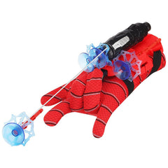 Child wearing Web Shooter Toy glove and launcher
