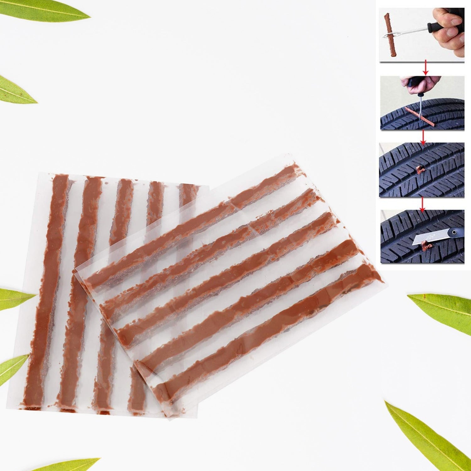 Rubber seal tire repair strips