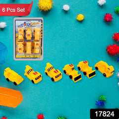 Close-up of a yellow construction excavator toy