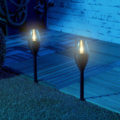 Bright solar pathway garden light in black