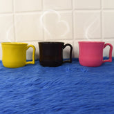 Premium plastic coffee and tea mug with handle in mixed colors