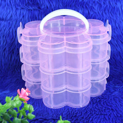 Plastic flower storage box with 3 layers and 9 grids for beads and crafts