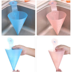 Silicone trash strainer attached inside sink corner
