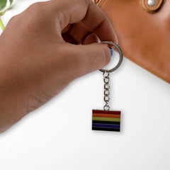 Prism effect on rainbow metal keyring