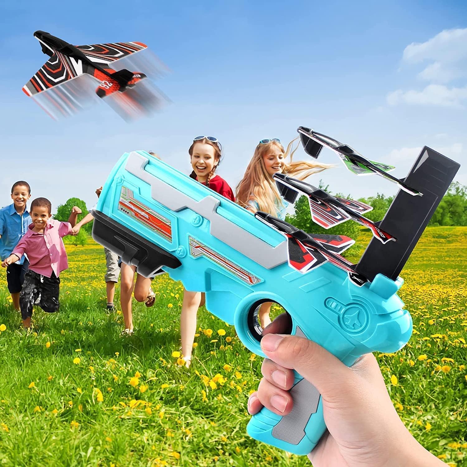 Airplane launcher toy with 5 foam planes