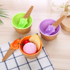 Ice cream waffle spoon bowls filled with desserts