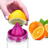 Citrus Juicer Sports Bottle front view with citrus infuser