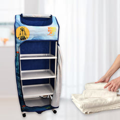 Close-up view of foldable baby wardrobe frame and fabric