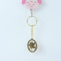 Maa Durga Oval Keychain, Angled View