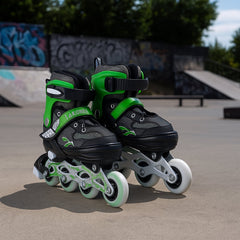 Roller boots with adjustable size feature