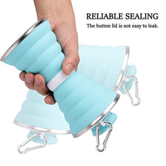 Lightweight silicone collapsible water bottle in use